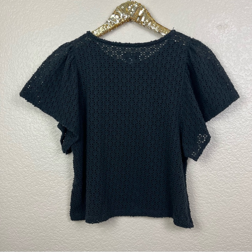 Texture & Thread Eyelet Flutter-Sleeve Top - image 7